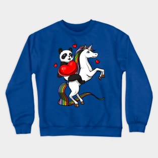 Panda Bear Riding Unicorn Crewneck Sweatshirt